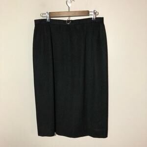 Burberrys vintage black camel hair wool skirt USA womens 16 knee length classic
